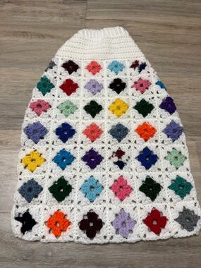 Extra Large Handmade White Granny Square Dog Sweater
